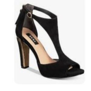 DKNY Colby Black Heels with Gold Accents